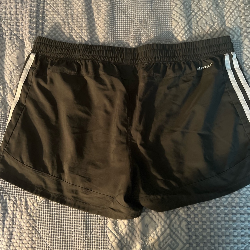 adidas Black Athletic Shorts with White Stripes